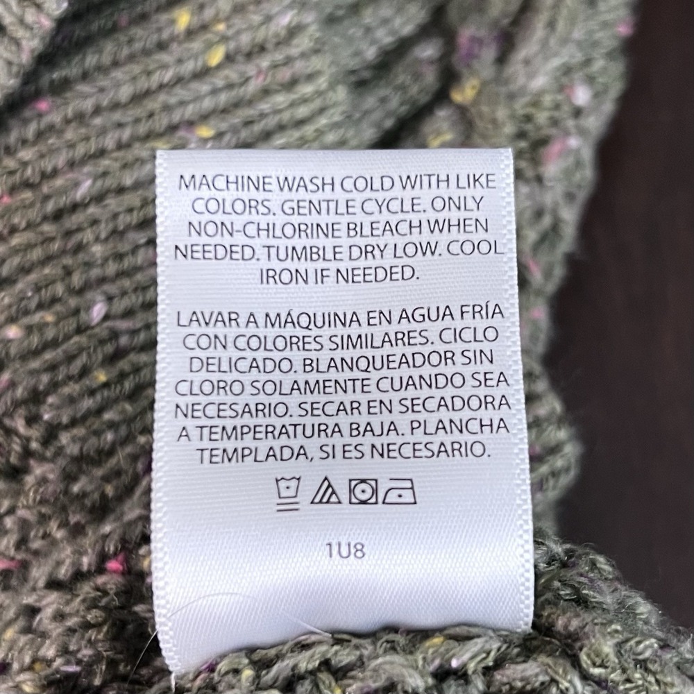 Time and Tru Olive Branch Tweed Cable Knit Sweater Lg 12-14 Chunky Pullover - Picture 6 of 6